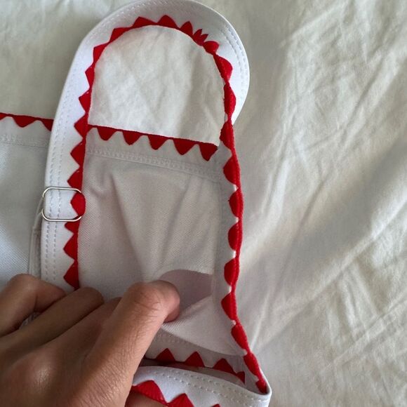 Shein Bikini Set XS Floral Red White Bralette Top and Triangle Bottom - Picture 10 of 14